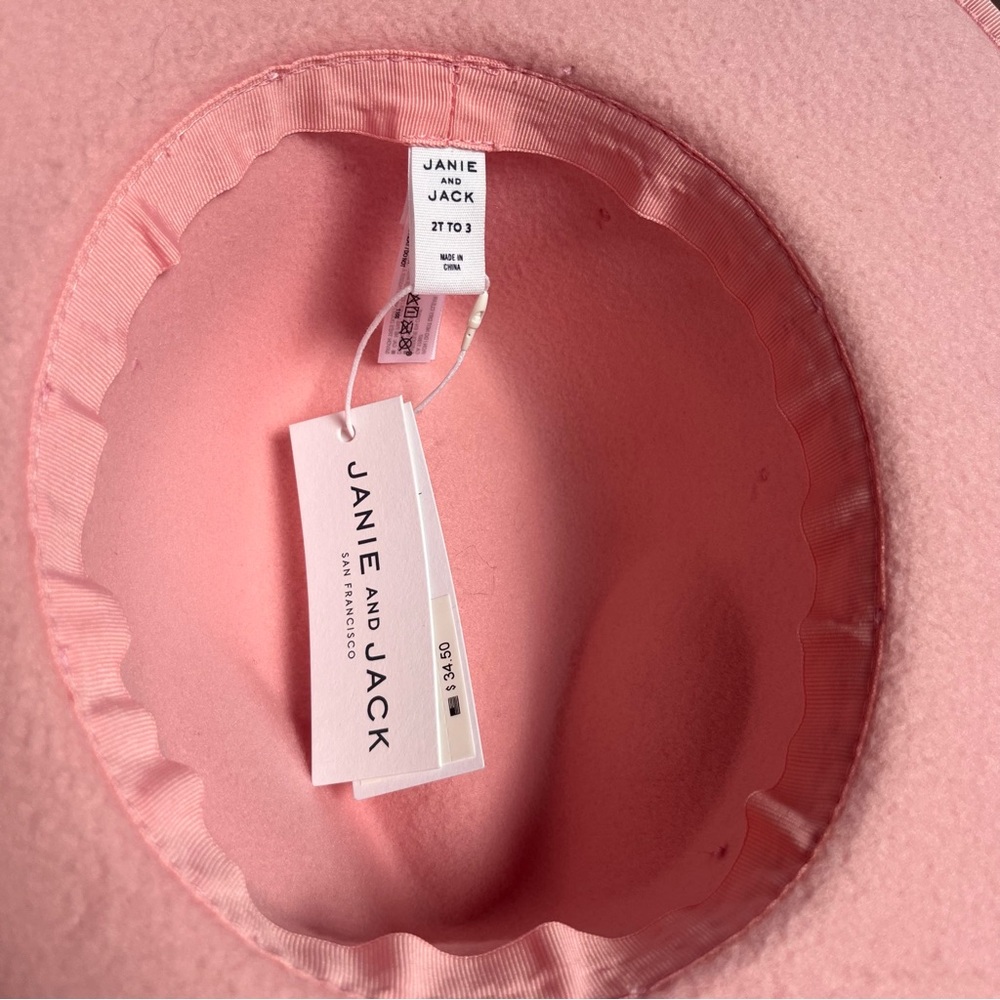 JANIE & JACK | NWT Pink Kids Fedora Hat with Floral knot bow Suze 2-3T - Picture 5 of 6